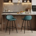 thumbnail image 7 of Cortesi Home Rain Counterstools in Teal Faux Leather, Black Base (Set of 2), 7 of 7