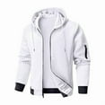 thumbnail image 4 of COSFO White Bomber Jackets for Men Lightweight Hooded Waffle Knit Windbreaker Long Sleeve Warm Full Zip Loose Fit with Pockets Mens Sport Coat, 4 of 4