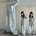 thumbnail image 6 of RUTAYY Toddler Girls Loose Pants Wide Leg Baggy Jeans Elastic Waist Denim Pants Casual Trousers With Pockets Lovely Infants Pants, 6 of 9