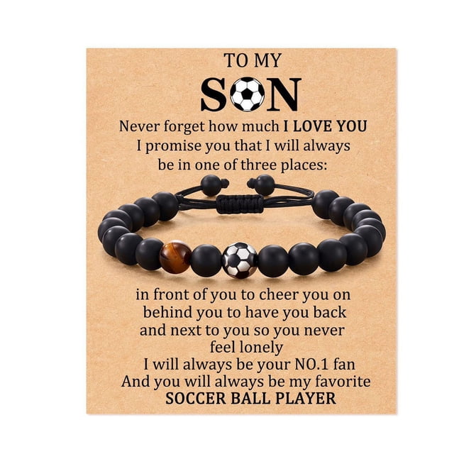 Pulsera de cuentas de fútbol, regalo, pulsera de entrenador de fútbol negro mate, pulsera de béisbol con piedra de ojo de tigre