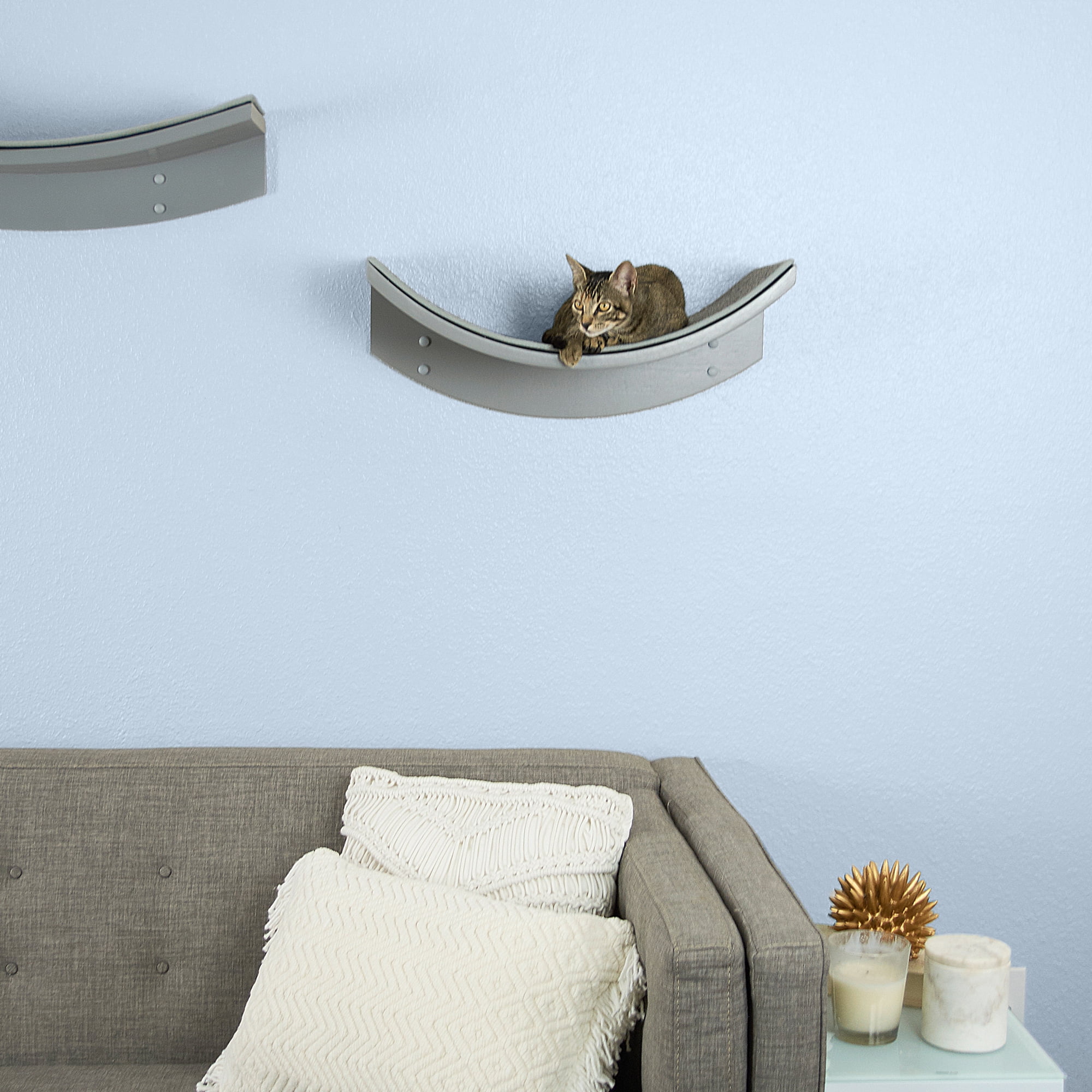 The Refined Feline, Lotus Leaf Cat Shelf, Smoke