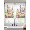 thumbnail image 3 of Spring Floral Semi Sheer Window Curtains 54 Inches Long, Summer Watercolor Botanical Colorful Rod Pocket Voile Silky Chiffon Curtain Light Filtering Drapes for Living Room, Kitchen, 52"x54", 2 Panels, 3 of 9