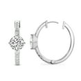 thumbnail image 3 of Diamond Hoop Earring | 1 Carat IGI Certified Round Shape Lab Grown Diamond Hoop | 14K in White Gold | Moonlight Glow Elongated Hoop Lab Diamond Earrings | FG-VS1-VS2 Quality | Friendly Diamonds, 3 of 5