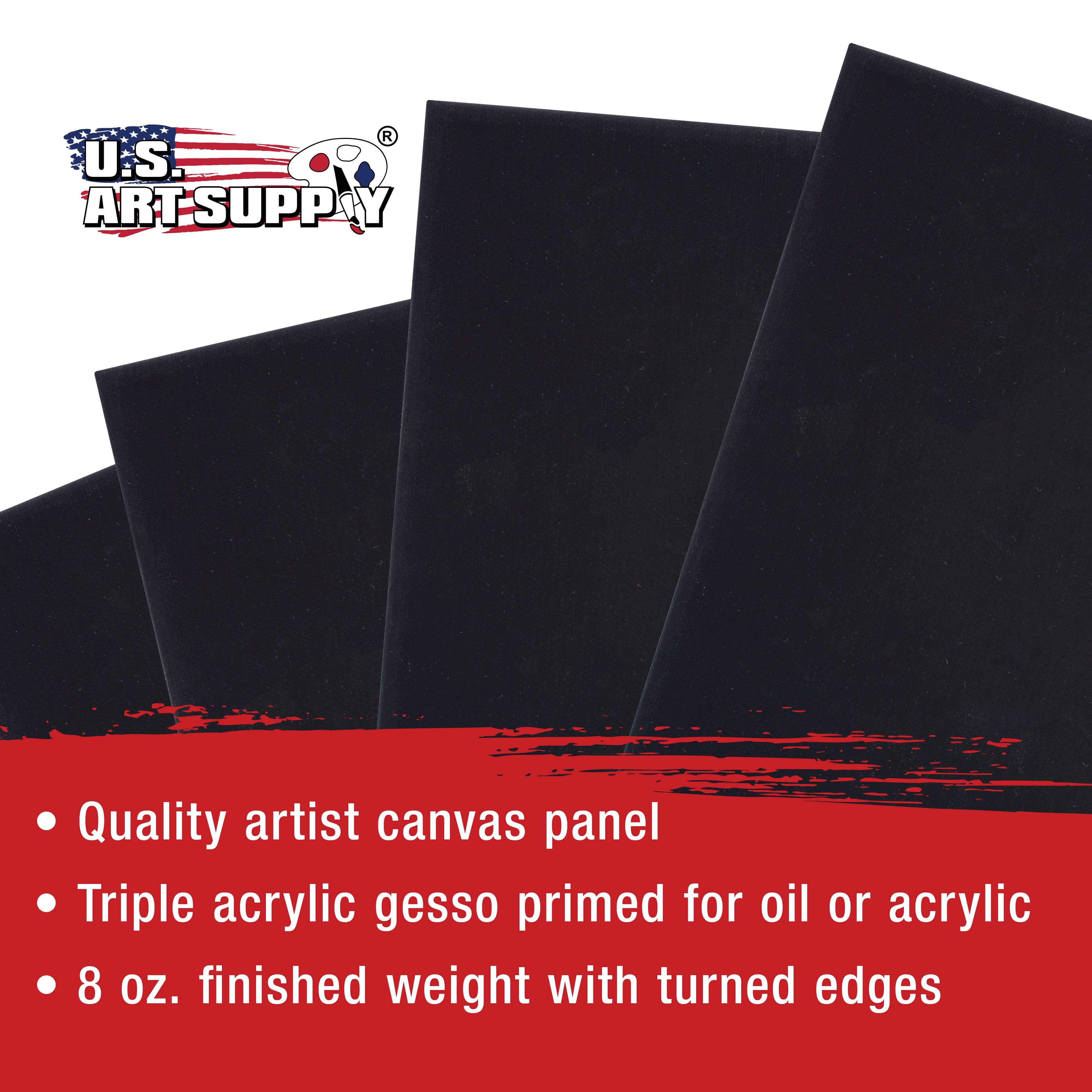 U.S. Art Supply 16 X 20 inch Black Professional Artist Quality Acid Free Canvas Panels 6-Pack