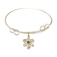 thumbnail image 1 of 7 1/2 inch Round Double Loop Bangle Bracelet w/ Chastity medal charm w/ May Green Swarovski Crystal, 1 of 3