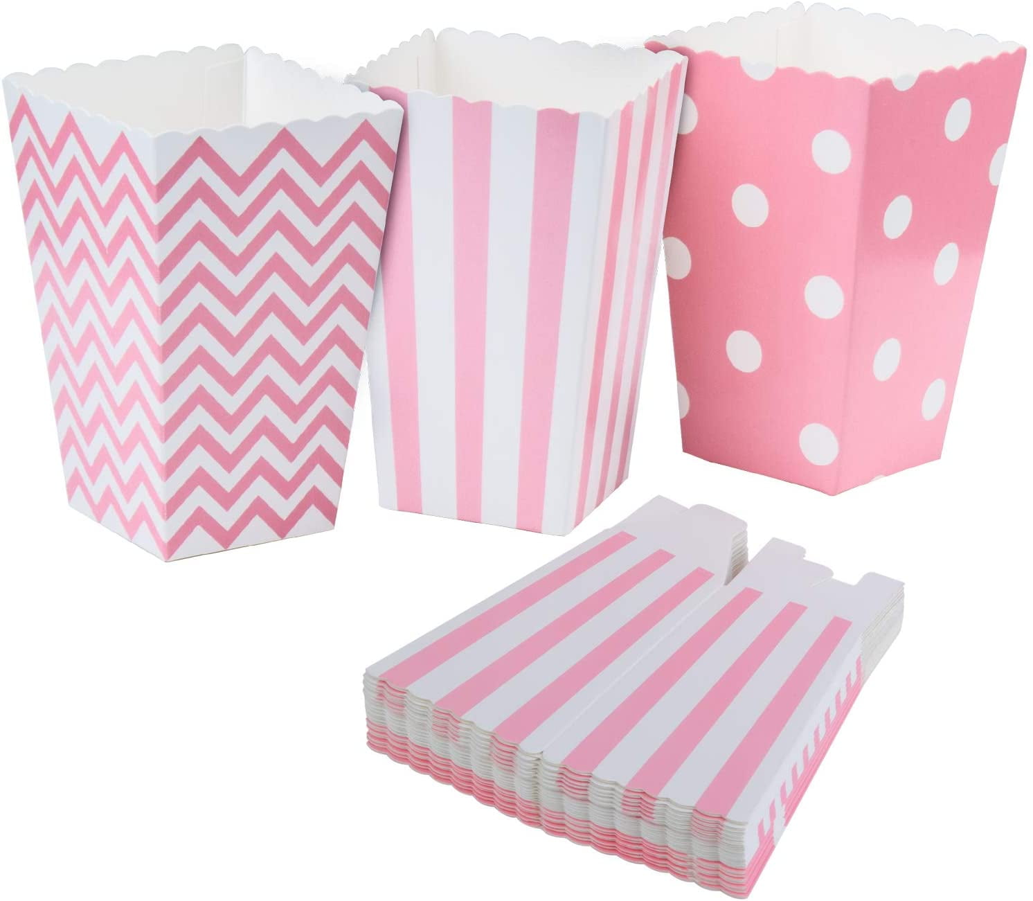Popcorn Boxes Set of 36 Pink Popcorn Tubs for Party Snacks, Candy