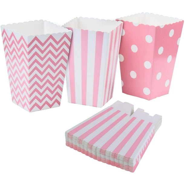 Diealles Cajas de Palomitas de Maíz, Paquete de 36 Bolsas de Palomitas de Maíz Cajas de Dulces de Palomitas de Maíz Contenedores para Aperitivos de Fiesta, Dulces, Palomitas de Maíz y Regalos - Rosa