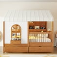 thumbnail image 2 of Full Size House Bed with 2 Large Drawers, Side Bookshelf with LED Strip, 2 of 5