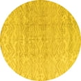 thumbnail image 1 of Ahgly Company Machine Washable Indoor Round Solid Yellow Modern Area Rugs, 7' Round, 1 of 4