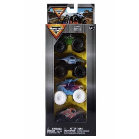Mini Monster Truck 4-Pack Set, 1:72 Scale Die-Cast Vehicles