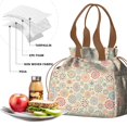thumbnail image 4 of Boho Bohemia Flower Drawstring Lunch Bag Women - Drawstring Lunch Bag Insulated for Work Office - Stain-Resistant Large Lunchbags for Women with Multi-Pockets, 4 of 6