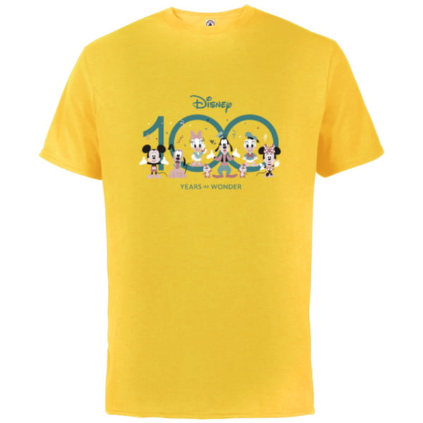 Disney 100 Years of Wonder Mickey & Pals Muted Cute D100 - Short Sleeve Cotton T-Shirt for Adults - Customized-Sunflower, Men's, Size: Medium, Yellow