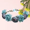 thumbnail image 2 of EeaseCA Couronne de Roses de Mariée Couronne Florale Faite à la Main Serre-Tête Simulé Réaliste pour Mariage (Bleu), 2 of 7