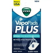 Vicks Vapo Pads Plus Intense Cold Blasting Menthol, Cold Relief, 8 Pack, VSP298