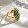 thumbnail image 4 of Geometric Oval Statement Ring for Women Gold-Toned Titanium Steel Retro Stone Adjustable Open Band Wrap Finger Rings Comfirm Fit Boho Vintage Wedding Engagement Jewelry, 4 of 6