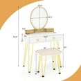 thumbnail image 4 of Costway Industrial Mirrored Vanity Makeup Dressing Table Padded Stool Set 3-Color Lights, 4 of 10