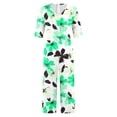 thumbnail image 3 of Nuoqisi Women Summer Floral Print Casual Short Sleeved V-neck Back Zipper Side Pocket Jumpsuit Pants, 3 of 5