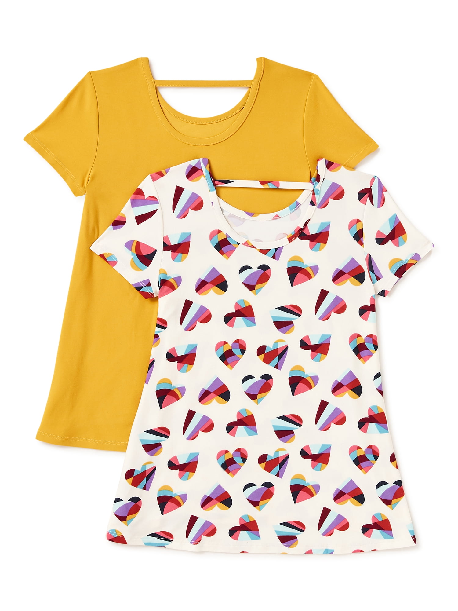 Wonder Nation Girls Ladder-Back Swing T-Shirts, 2-Pack, Sizes 4-18 & Plus