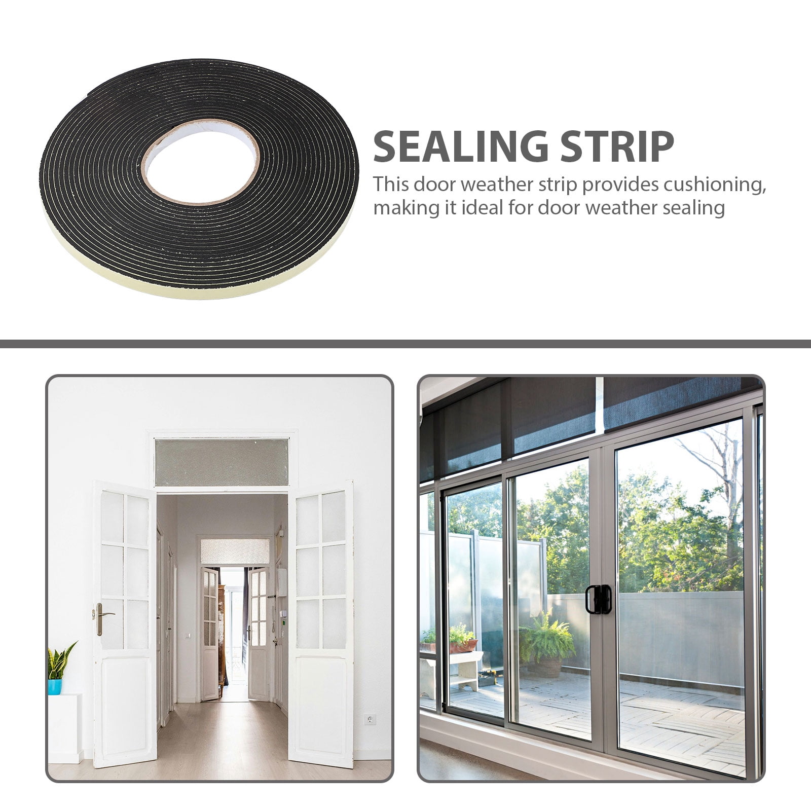 Black EVA Door Sealant Tape for Home Use Efficient Noise Reduction and Weather Stripping 10 Rolls