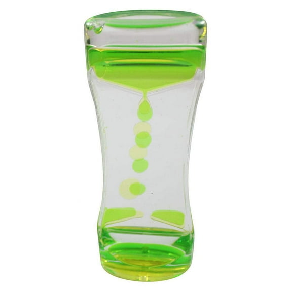 1 GREEN/YELLOW Liquid Dripping Timer - Calm Down Jar - Soothing and Calming Motion - Liquid Timer Sensory Office Toy - Visual Stimulation
