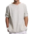 thumbnail image 2 of Palato Mens T Shirts,Men's Summer New Pure Cotton And Hemp Top Comfortable Fashion Blouse Top, 2 of 5