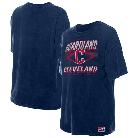 Women's New Era  Navy Cleveland Guardians Mineral Wash Oversized T-Shirt