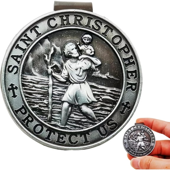 St Christopher Medal Car Visor Clip Zinc Alloy Gift for New Driver St Christopher for Car Car Gifts