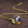 thumbnail image 7 of Trendy Zone 21 Desert Storm Pocket Watch 2" Gold Finish Metal Watch with Blue Circle & Gold Stars Surrounding The Center with War Ribbon Arabic Numbers, Japanese Quartz Movement 14" Chain with Hook, 7 of 7