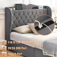 thumbnail image 4 of Bed Frame with 4 Drawers, Upholstered Platform Bed Frame with Charging Station Headboard, Queen Size Bed Frame, No Box Spring Needed, Noise-Free, Easy Assembly, 4 of 9