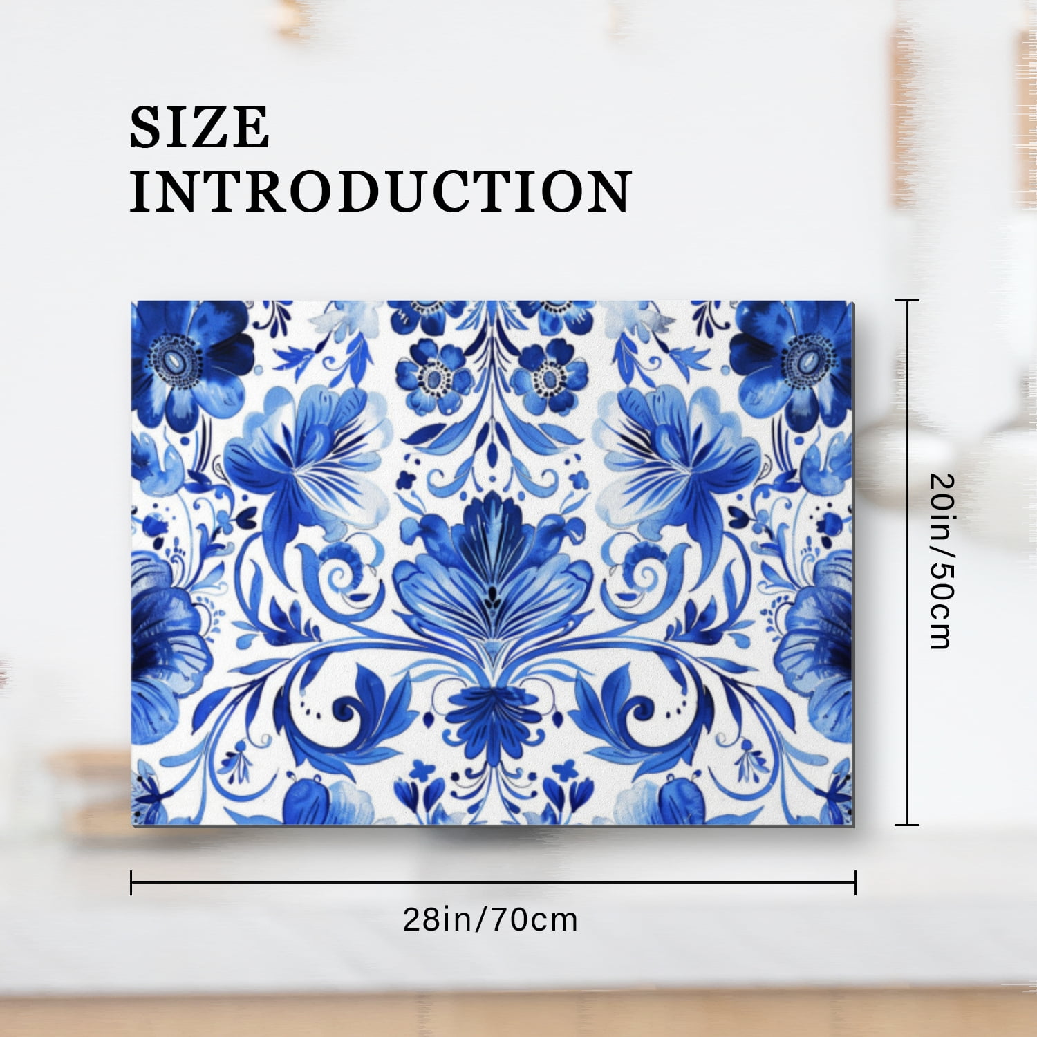 Stove Cover For Gas Stove, Blue and White Pattern with Floral Ornament Print Non-slip Glass Induction Cooktop Protector, Foldable Multifunctional Protector Mat for Kitchen RV (28×20 Inch)