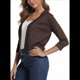 thumbnail image 3 of Cárdigan Corto de 3/4 para Mujer, Elegante, Color Café , Talla XXL, 3 of 7