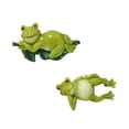 thumbnail image 3 of 2 piezas Figuras de ranas para esculturas de resina de flores adornados de jardín de hadas coleccionables para decoración de la oficina en casa, 3 of 8