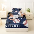 thumbnail image 4 of Castle Fairy Eat Sleep Baseball Twin Sheets 3pcs, Sport Theme Bedding, Navy White,1 Fitted Sheet, 1 Flat Sheet and 1 Pillowcase, 4 of 6