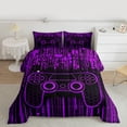 thumbnail image 2 of Feelyou Cartoon Game Console Full Size Comforter Sets for Boys, Purple Stripes Lines Bedding Comforter Set, Modern Game Controller Reversible Bedding Sets, Ultra Soft Bedroom Decor, 3 Pieces, 2 of 8