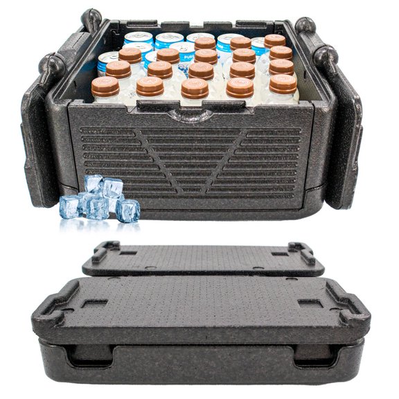 Large Collapsible Foam Cooler Chest Chill Box 10 x 16 x 16" - Insulated, Foldable, Portable, Lightweight, Iceless & Waterproof - Black - 37 liters - 5 Star Super Deals