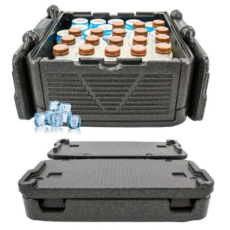 Large Collapsible Foam Cooler Chest Chill Box 10 x 16 x 16" - Insulated, Foldable, Portable, Lightweight, Iceless & Waterproof - Black - 37 liters - 5 Star Super Deals