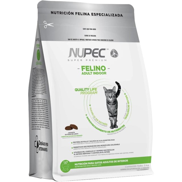 Combo Nupec Felino Adulto Indoor 3 Kg MAS Dos Latas Royal Canin Adulto 385 gr