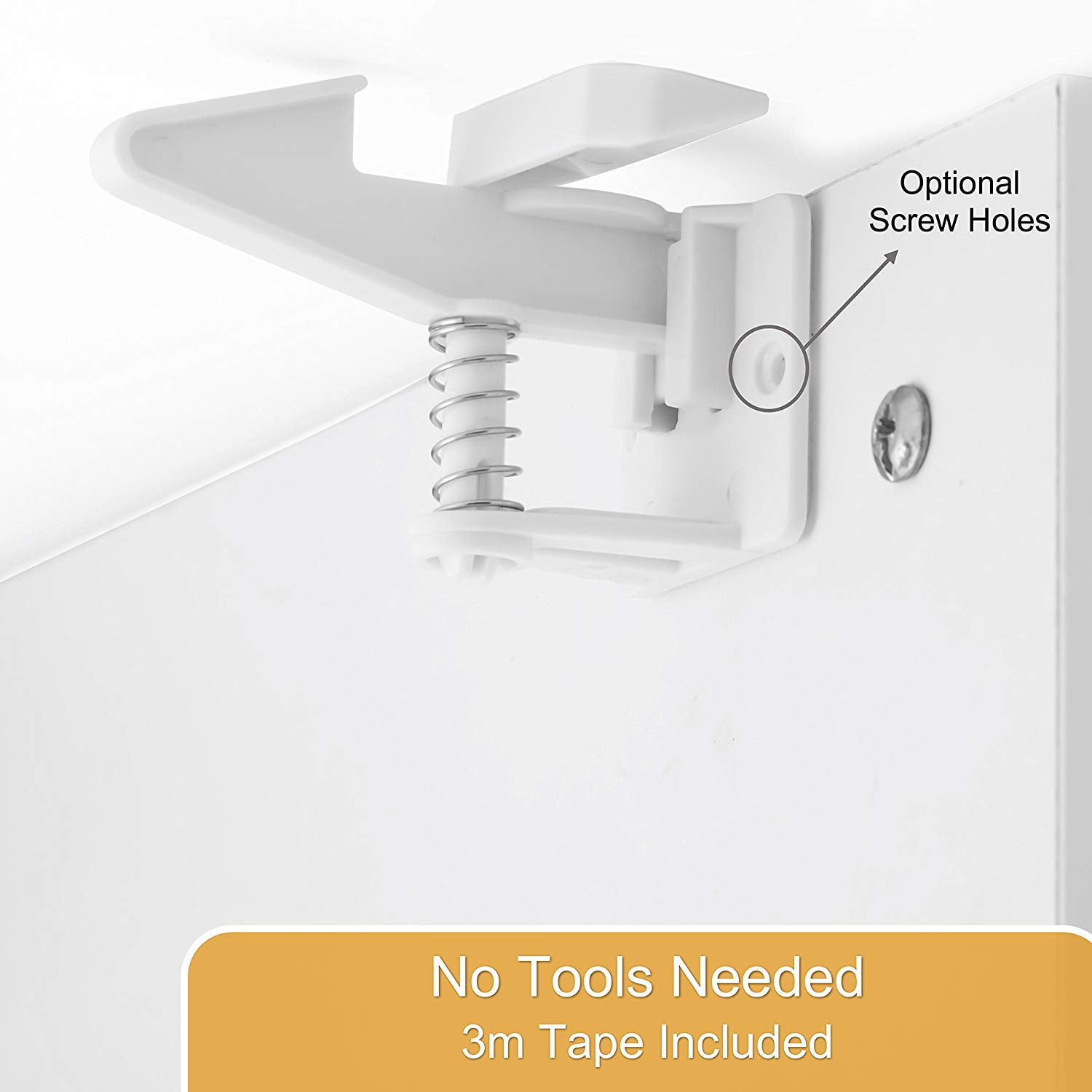 Child Safety Cabinet Locks, Baby Proofing Spring Locks for Universal Use, No Drilling Required, Invisible Design for Seamless Home Integration, 3M Adhesive for Easy Application,