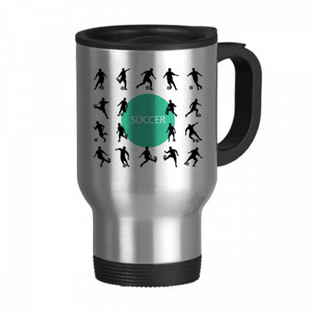 

Football soccer Sports Outlines Travel Mug Flip Lid Stainless Steel Cup Car Tumbler Thermos