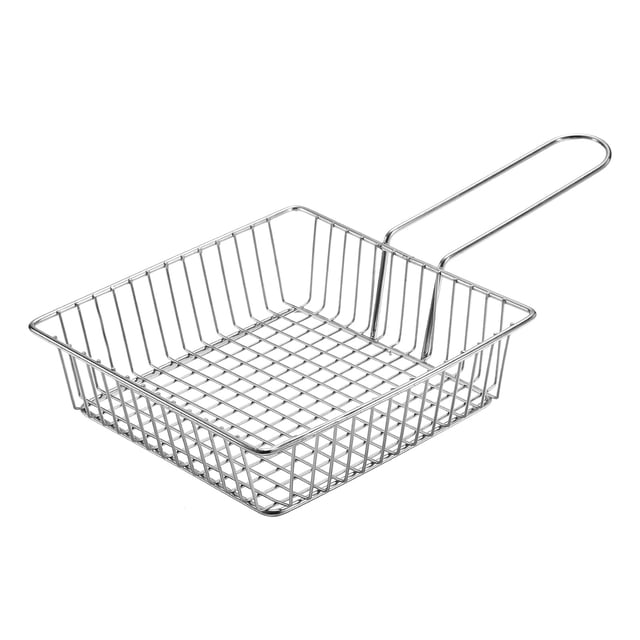 Unique Bargains Panier à Frites Carré Mini Réutilisable Support Panier à Croustilles 5,91 Po Paniers Alimentaires en Acier Inoxydable Argent