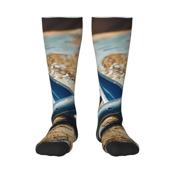Gaeub Airplane World Map Adventure Print Design Socks Stretchy High Tube Socks for Men Women Teens , Softball Soccer Socks for Hiking, Sport