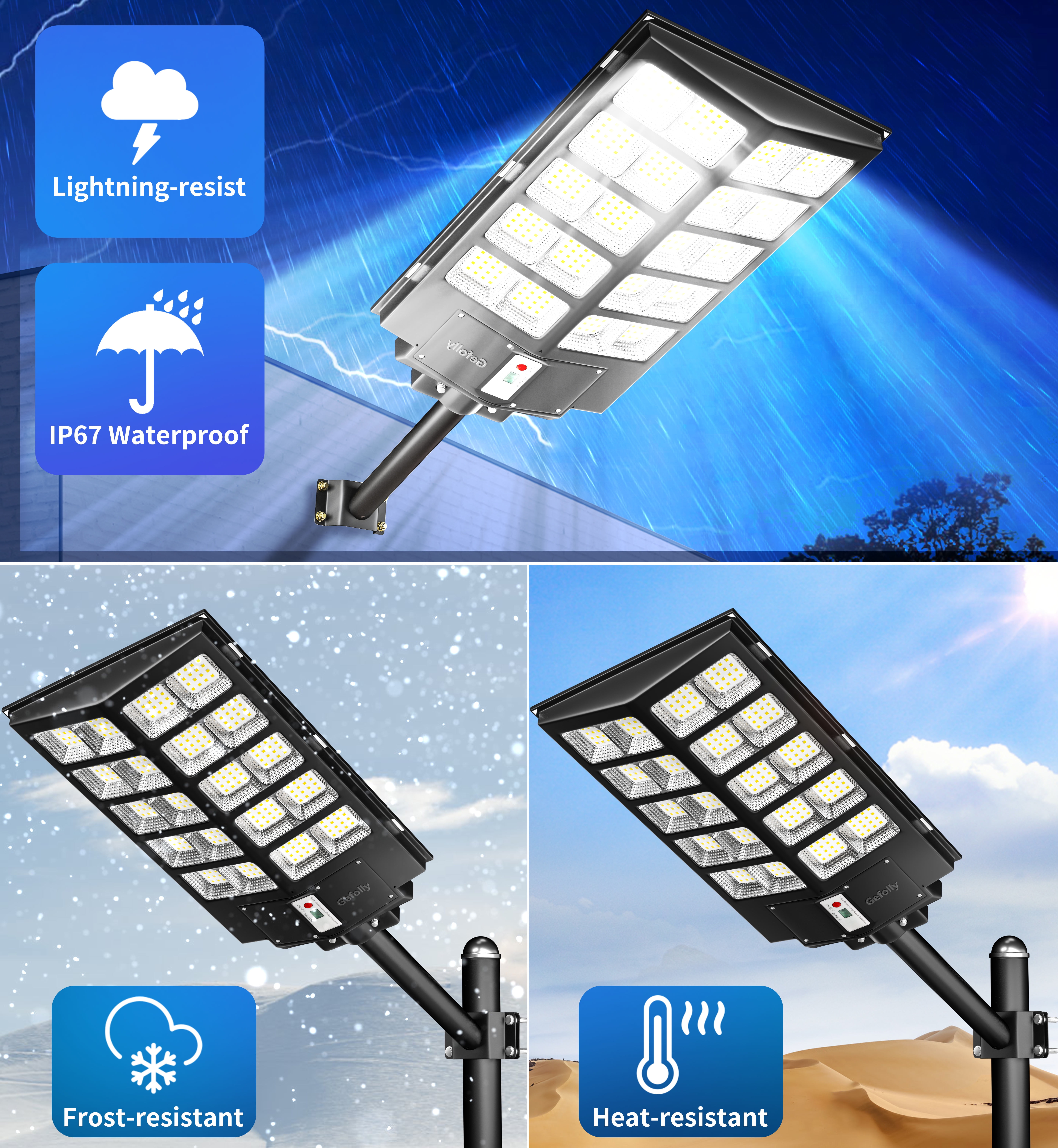 Gefolly 11500W Solar Street Lights Outdoor, Security Flood Lights ,Solar Dusk to Dawn Lights Outdoor with Motion Sensor