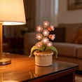 thumbnail image 4 of Pekkaxy Hand Crochet Bell Orchid Night Light, 12 in Tall with Bendable Stems, Battery-Powered Desktop Decor for Bedside or Bookshelf, 4 of 9