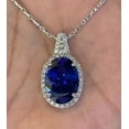 thumbnail image 2 of 3Ct Oval Cut Lab-Created Blue Sapphire Halo Pendant 14k White Gold Plated, 2 of 2