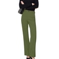 thumbnail image 3 of Women Wide Leg Pants Summer High Waisted Business Casual Work Dress Pants Trousers Slacks Green L, 3 of 9