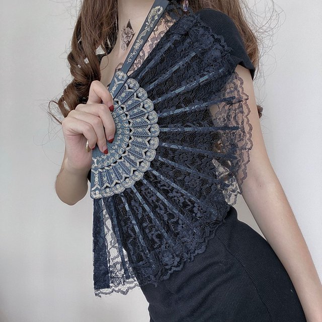 Abanico de encaje vintage para mujer, abanico de orquídeas de verano, espectáculo de baile, accesorios de fotografía, abanico plegable