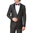 thumbnail image 2 of Adam Baker Men's 9-3402 Slim Fit One Button Satin Shawl Collar Tuxedo Suit - Charcoal - 40 Short, 2 of 8