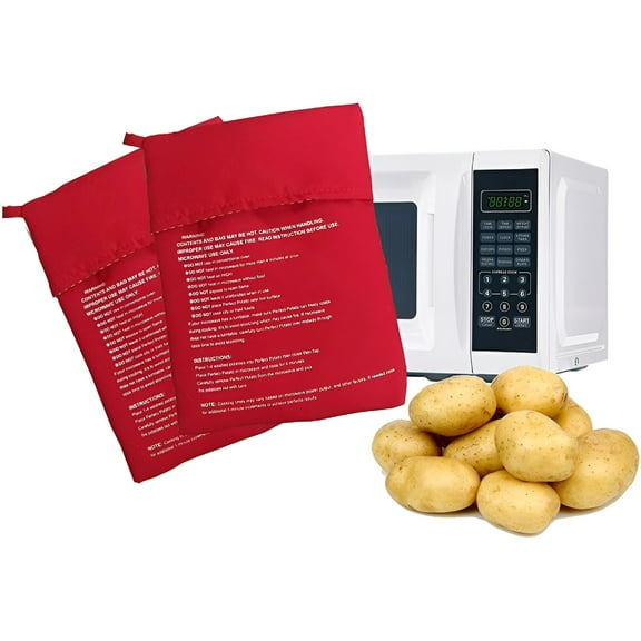 ACDANC Microwave Potato Bag,2 Pack Reusable Express Microwave Potato Cooker Bag,Baked Potato Cooker Perfect Potatoes - Red Baked Pouch