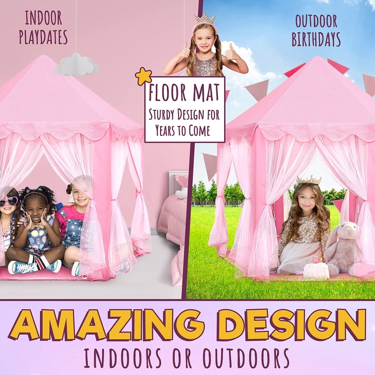KiddiTouch Princess Castle Tent with LED Star Lights photo 6