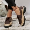 thumbnail image 2 of Brown Female Fashion Loafers Featuring Front Lace-Up Round Toe Flat Thick Sole Chunky Heel For Various Settings, 2 of 9